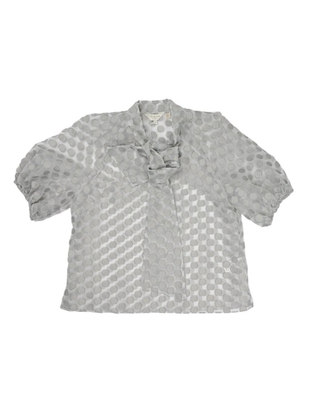 Ted Baker Cieta Organza Spot Tie Neck Blouse in Silver